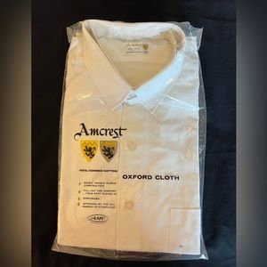 Amcrest 100% Combed Cotton Oxford Cloth White Dress Shirt Vintage 16 1/2 33